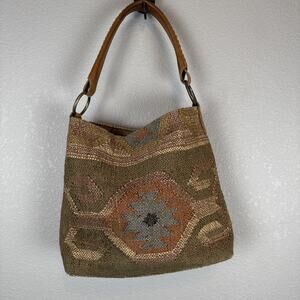 Anatolia Wool Jute Kilim Handmade Soho Shoulder Bag Purse Boho
